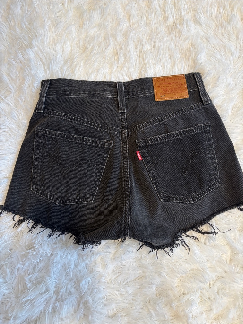 Levi's Black Frayed Denim Cutoff Shorts